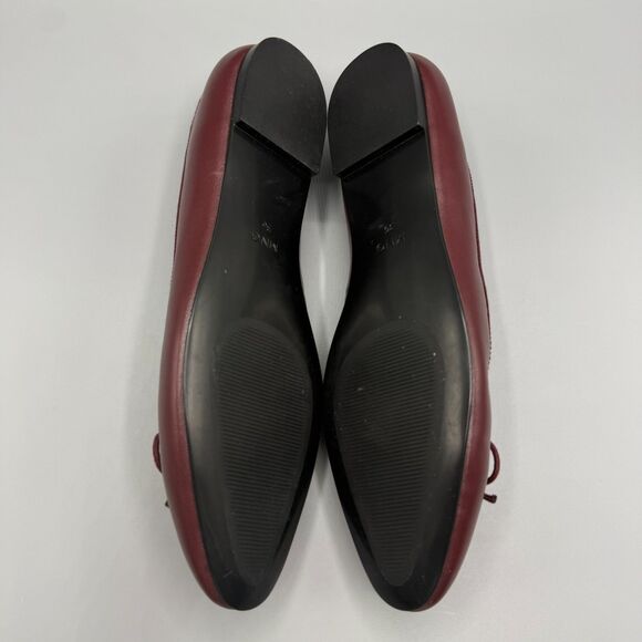 Mango MNG Bow Leather Ballet Flats Burgundy Women Size 36/US 6 - Picture 8 of 9